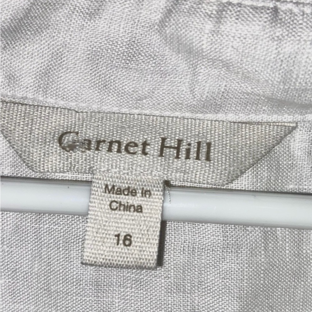Garnet Hill Shirt Womens Size 16 White 100% Linen Button European Flax Coastal - Picture 5 of 7